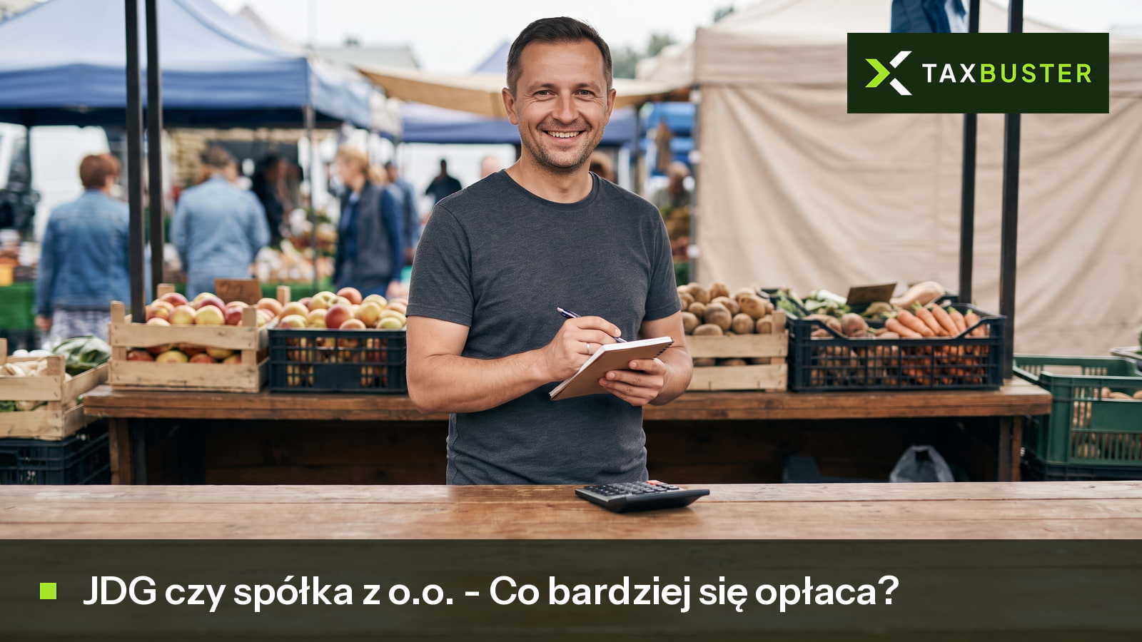 JDG czy spółka z o.o. - porównanie form prowadzenia działalności gospodarczej. Mężczyzna pracujący na JDG na targowisku